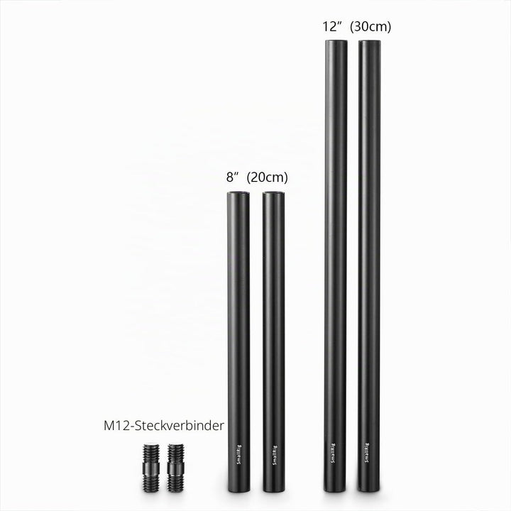 SmallRig 15mm Rod Pack, 15mm Rohr mit M12 Gewinde Stangenkappenverbindern, Aluminiumlegierungs Stang