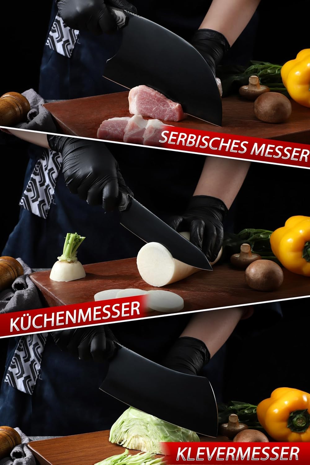 Dream Reach Küchenmesserset mit Wetzstähle - 6-teilig Scharfes Messerset mit Tragbare Messertasche,