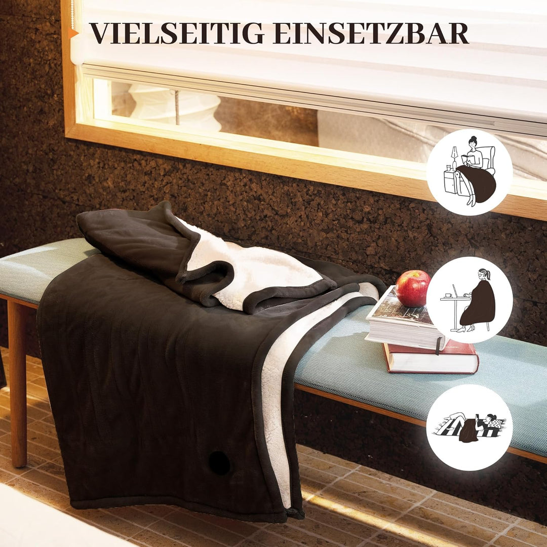 GOTCOZY Wärmedecke Heizdecke 130x180 cm – Ein Knopf Wärmedecke Elektrisch mit 10 Heizstufen & 9-Stun