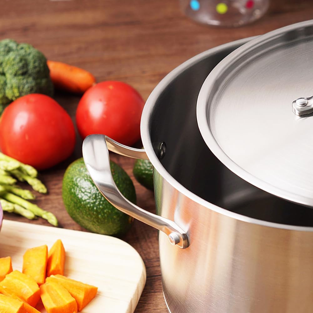 HOMI Chef Suppentopf mit Deckel, matt poliert, nickelfrei, Edelstahl, 3,2 L (keine giftige Antihaftb