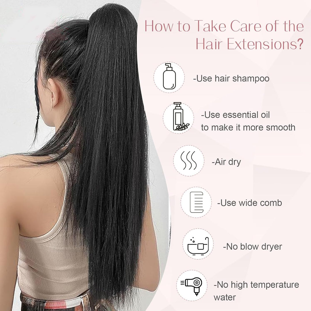 S-noilite Ponytail Extensions Echthaar Wrap Around - 100% Real Echthaar - Pferdeschwanz Haarverlänge