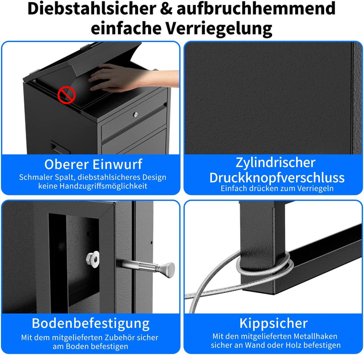 Briefkasten Paketbox für den Aussenbereich, extra grosse Paketboxen mit sicherer Lagerung, wasserdic