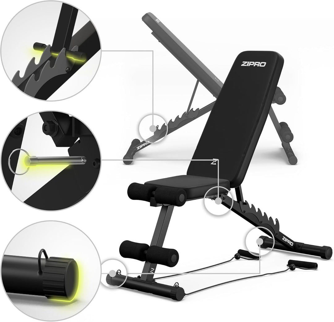 Zipro klappbare Trainingsbank, Bankdrücken, Fitnessbank, Multifunktion Sit up bank, Fitnessgeräte, F
