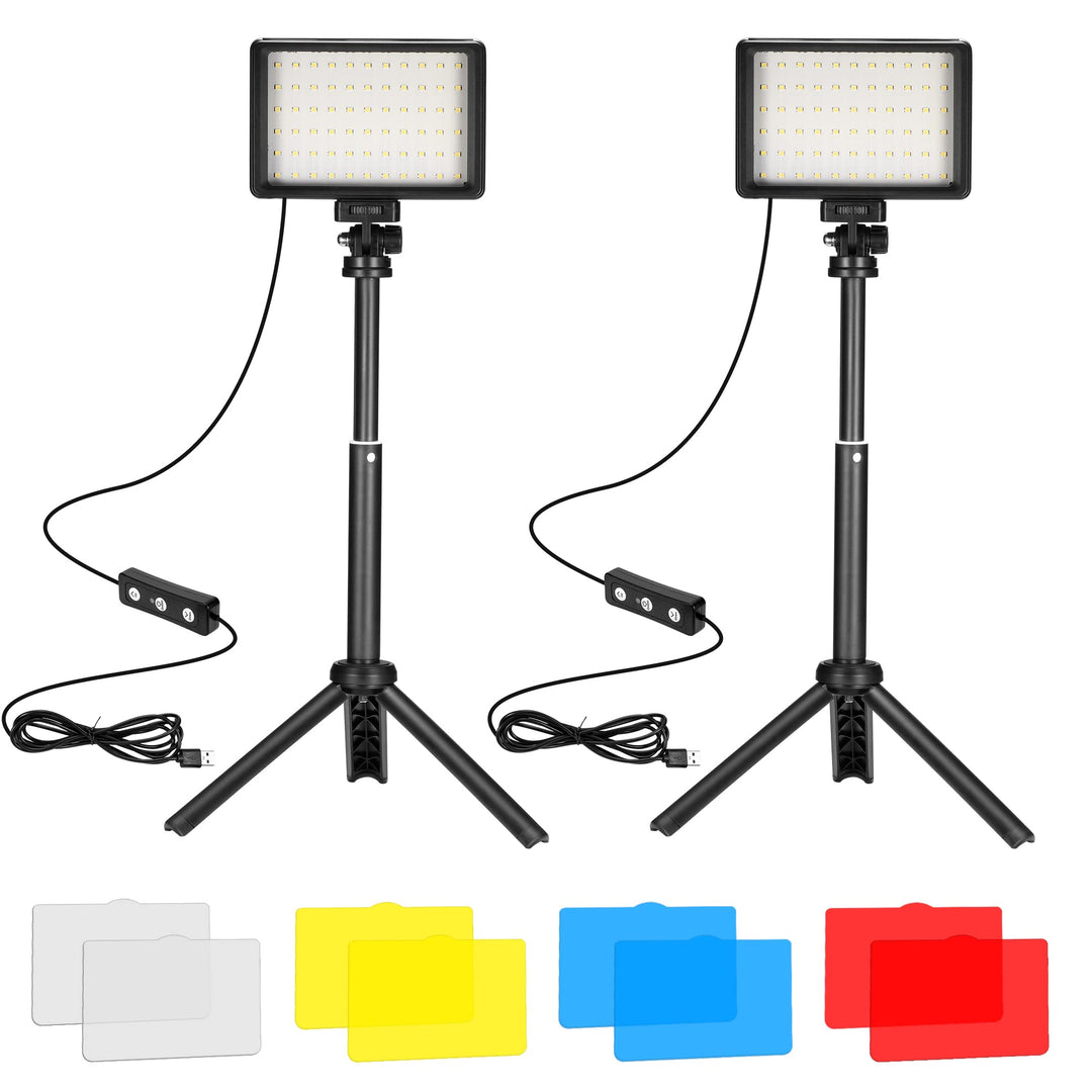 Ci-Fotto LED Video Licht 2-Pack die Fotografie, Dimmbare 5600K USB LED-Videoleuchte Ministativ und F