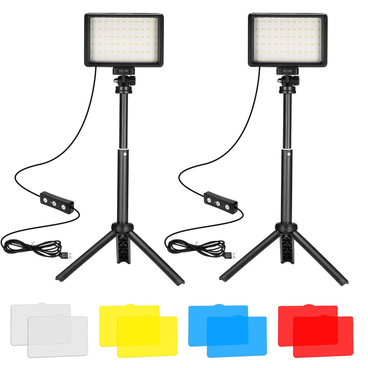 Ci-Fotto LED Video Licht 2-Pack die Fotografie, Dimmbare 5600K USB LED-Videoleuchte Ministativ und F