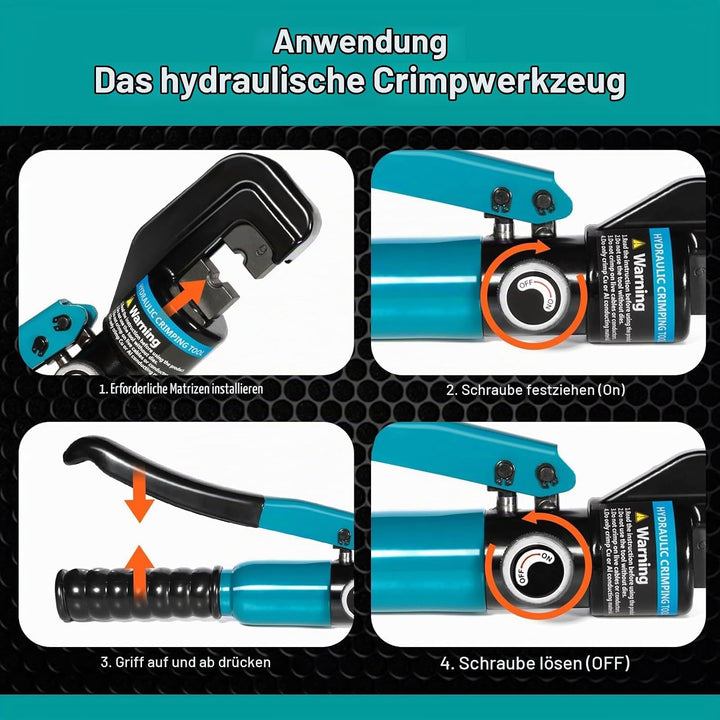 Hydraulische Crimpzange 4-70mm²,9 Crimpformen für Kupfer- &amp; Alu-Kabelschuhe | Einfach zu Bedienen, E