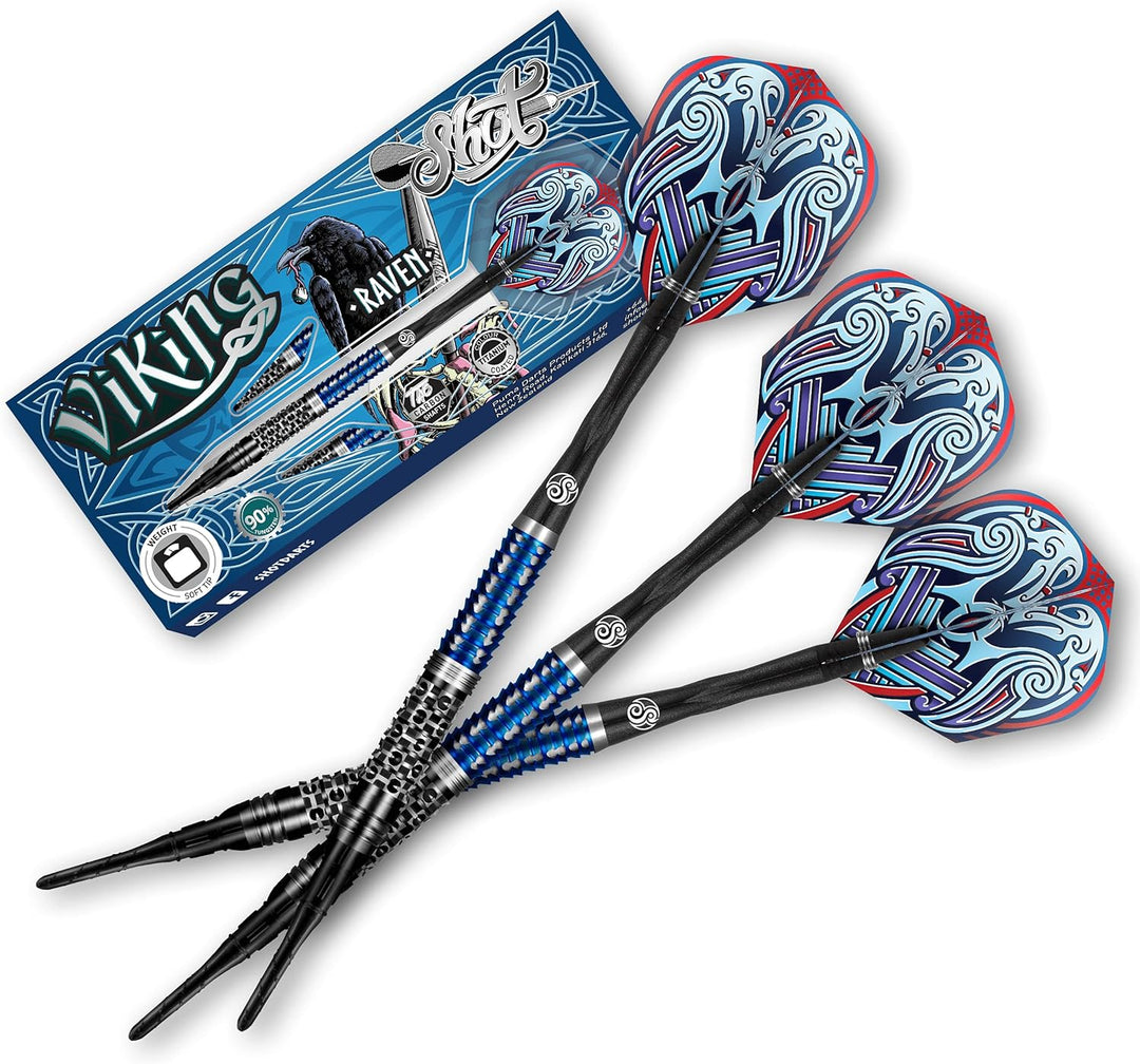 Shot Soft Darts Boris Koltsov Viking Raven 90% Tungsten Softtip Darts Softdart Dartpfeile (18 Gramm)