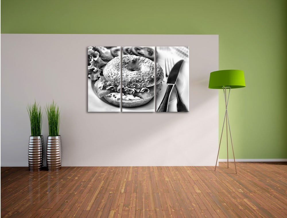 Pixxprint Frischer Lachs Beagle als Leinwandbild/Grösse: 3 Teilig (120x80) cm/Wandbild/Kunstdruck/fe