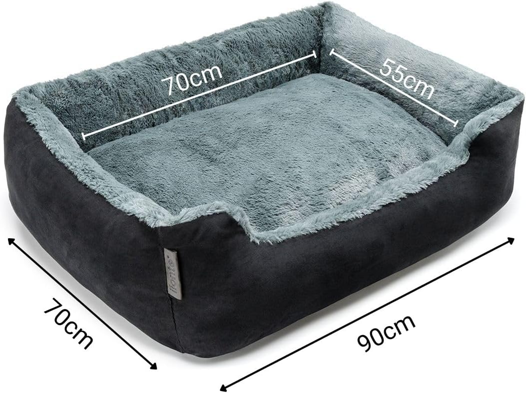 lionto Hundebett Hundekissen Hundekörbchen mit Wendekissen, (XL) 90x70 cm grau/schwarz L 90 x B 70 x
