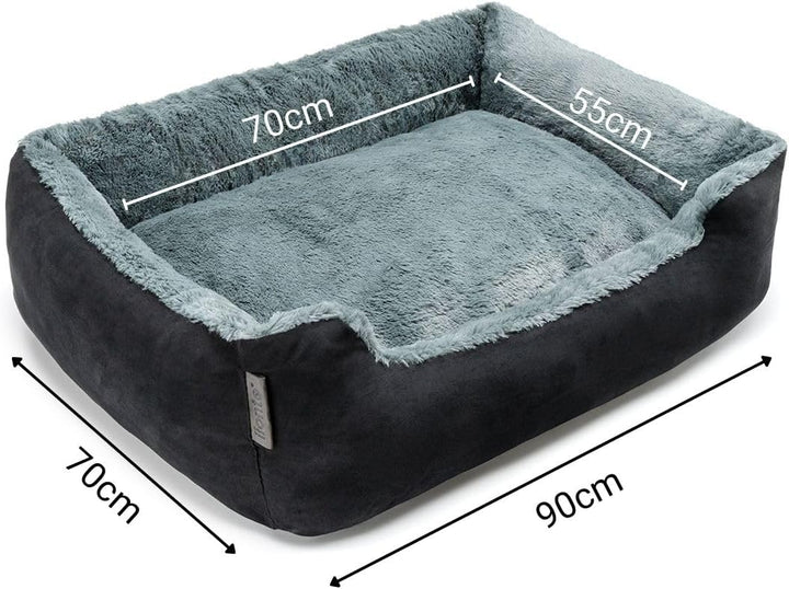 lionto Hundebett Hundekissen Hundekörbchen mit Wendekissen, (XL) 90x70 cm grau/schwarz L 90 x B 70 x