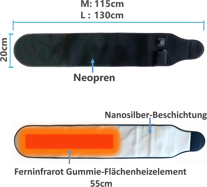 Thermrup Beheizbarer Ferninfrarot Bauchweggürtel Saunagürtel Waist Trainer mit 3 Temperaturstufen, A