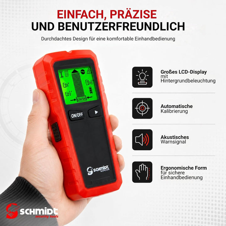 SCHMIDT security tools Ortungsgerät CF-13 Wandscanner Multidetektor Balkensucher Digital Leitungssuc