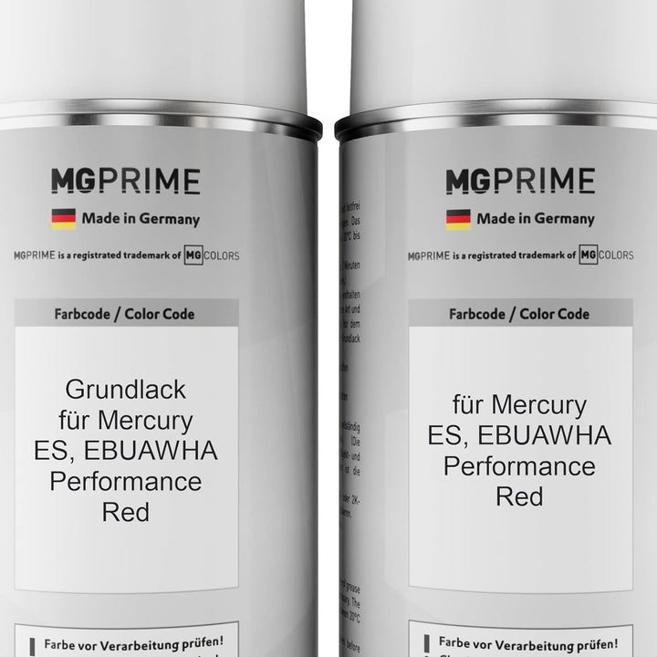 MG PRIME Autolack Sprühdosen Set für Mercury ES/EBUAWHA Performance Red Grundlack Basislack Klarlack