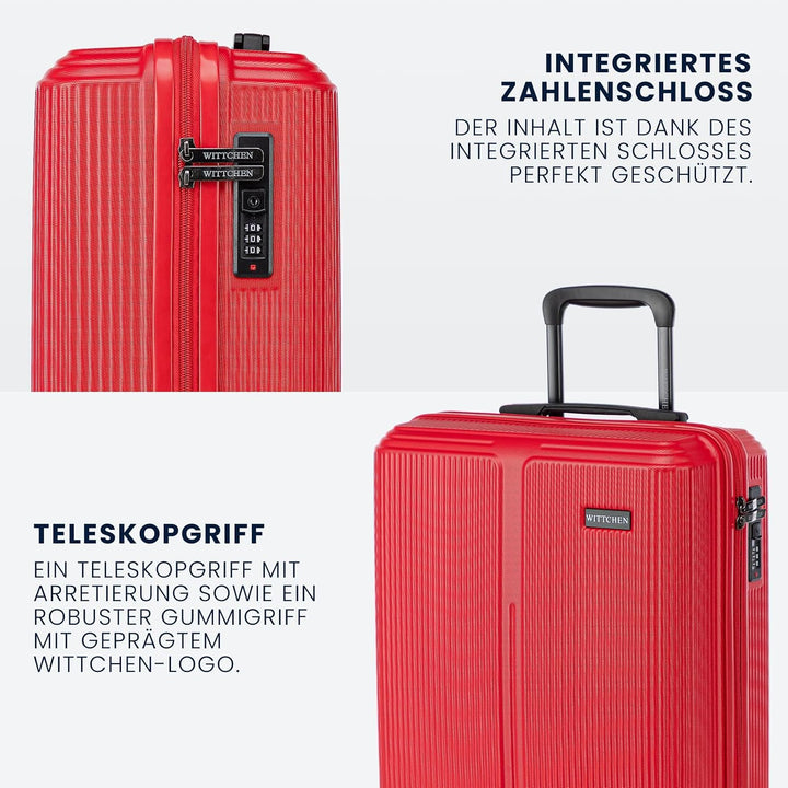 WITTCHEN Stripes Line Kofferset mit Kosmetiktasche Reisekoffer Hartschalenkoffer ABS 4 Doppelrollen