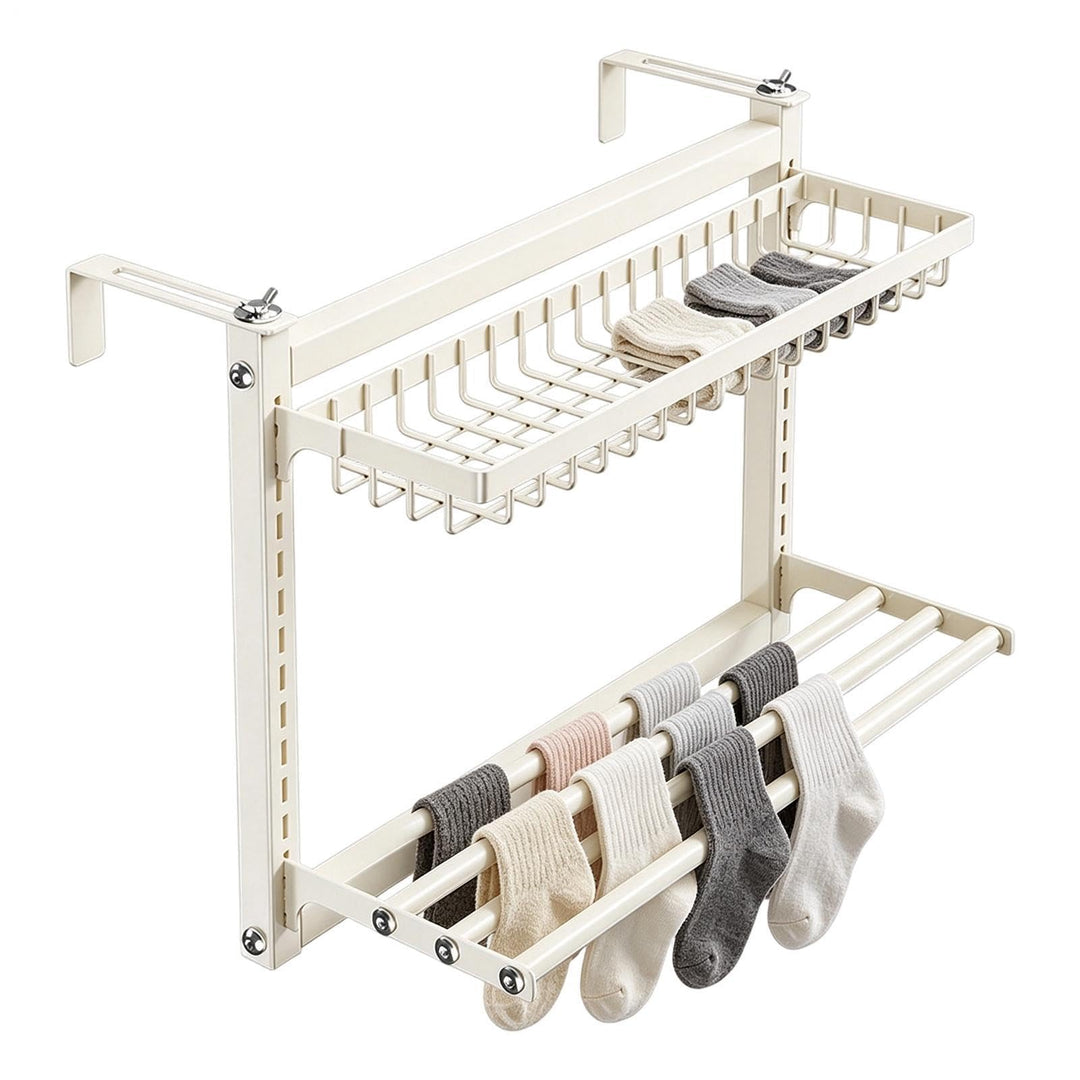 Heizkörper-Wäscheständer, ohne Bohren, doppellagig, Karbonstahl, 60 cm, für Innenbereich, für Handsc