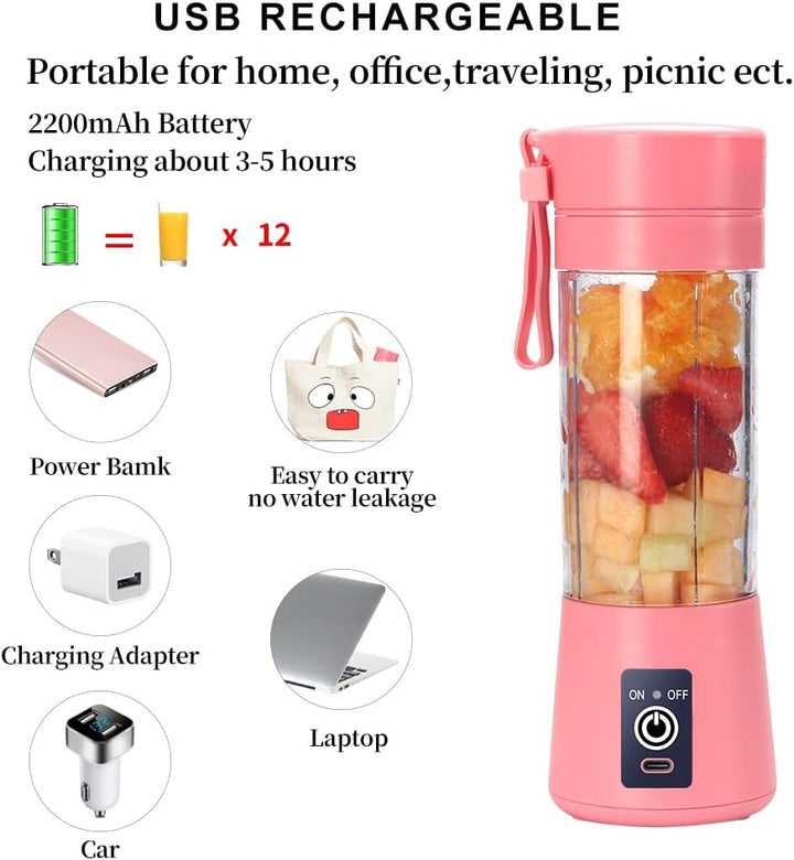 Mixer Smoothie Maker, elektrischer USB-Entsafter-Mixer, tragbarer Mini-Mixer mit sechs Klingen für S