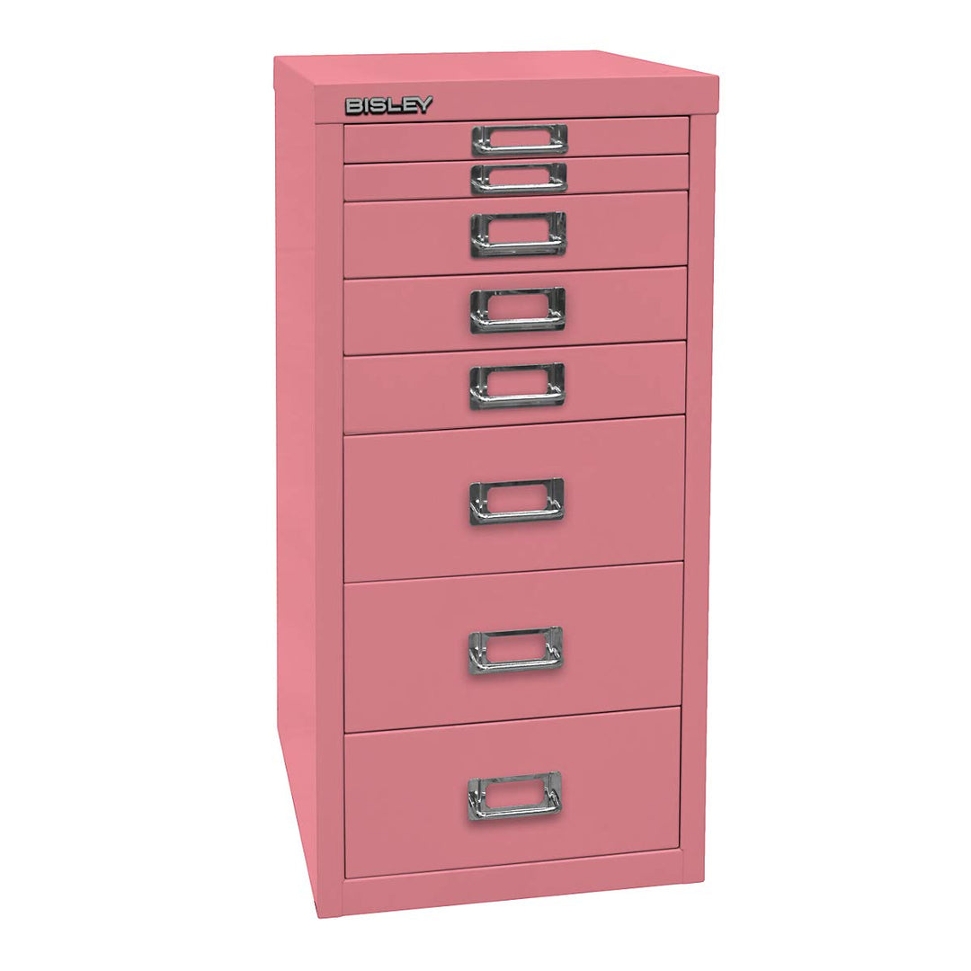 BISLEY MultiDrawer, 29er Serie, DIN A4, 8 Schubladen, Metall, 601 Pink, 38 x 27.9 x 59 cm, 601 Pink