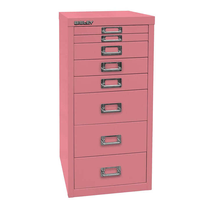 BISLEY MultiDrawer, 29er Serie, DIN A4, 8 Schubladen, Metall, 601 Pink, 38 x 27.9 x 59 cm, 601 Pink