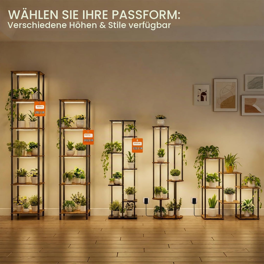 Bstrip Pflanzenregal mit Wachstumslicht, 135cm Blumenregal Indoor