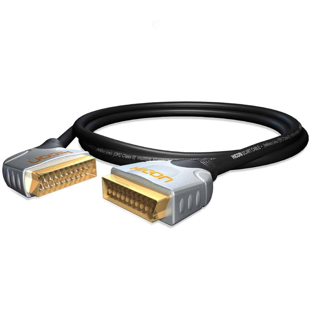 HICON Ambience Scart-Kabel 5m gewinkelter 45° Stecker 500cm | HIA-SASC-0500 HIA-SASC rund 5m Schwarz