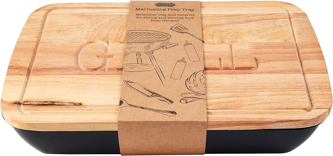 Mud Pie Melamin-Tablett und Brett-Set, Tablett 14 x 33 cm, Löffel 14 cm