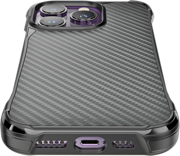 REBEL Schutzhülle für iPhone 14 Pro [Flex-Serie] Freiliegende Seiten, Aramidfaser, stark MagSafe-kom