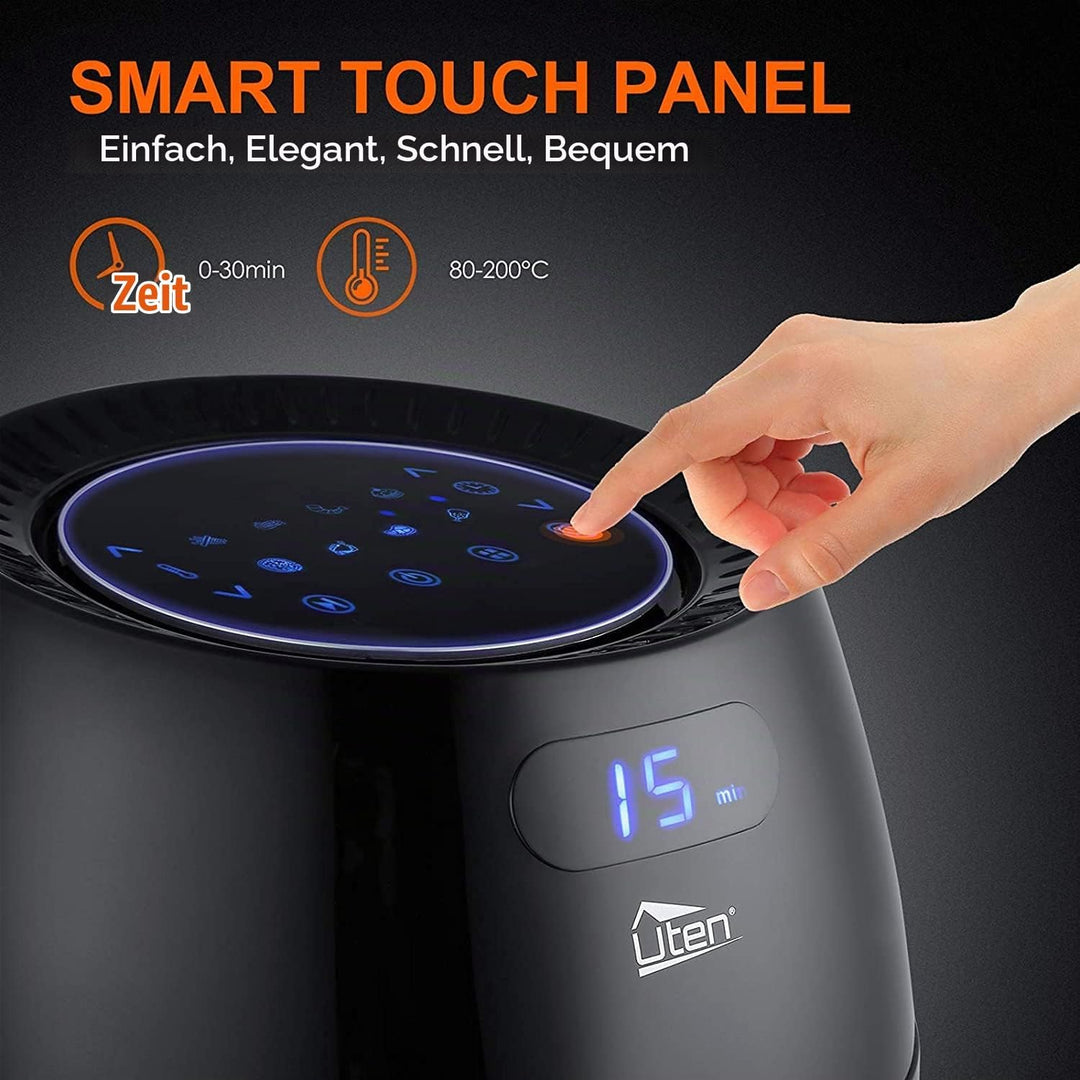 Heissluftfritteuse,Uten 6.5L Airfryer XXL Heissluftfriteuse mit digital LED-Touchscreen,8 programmen