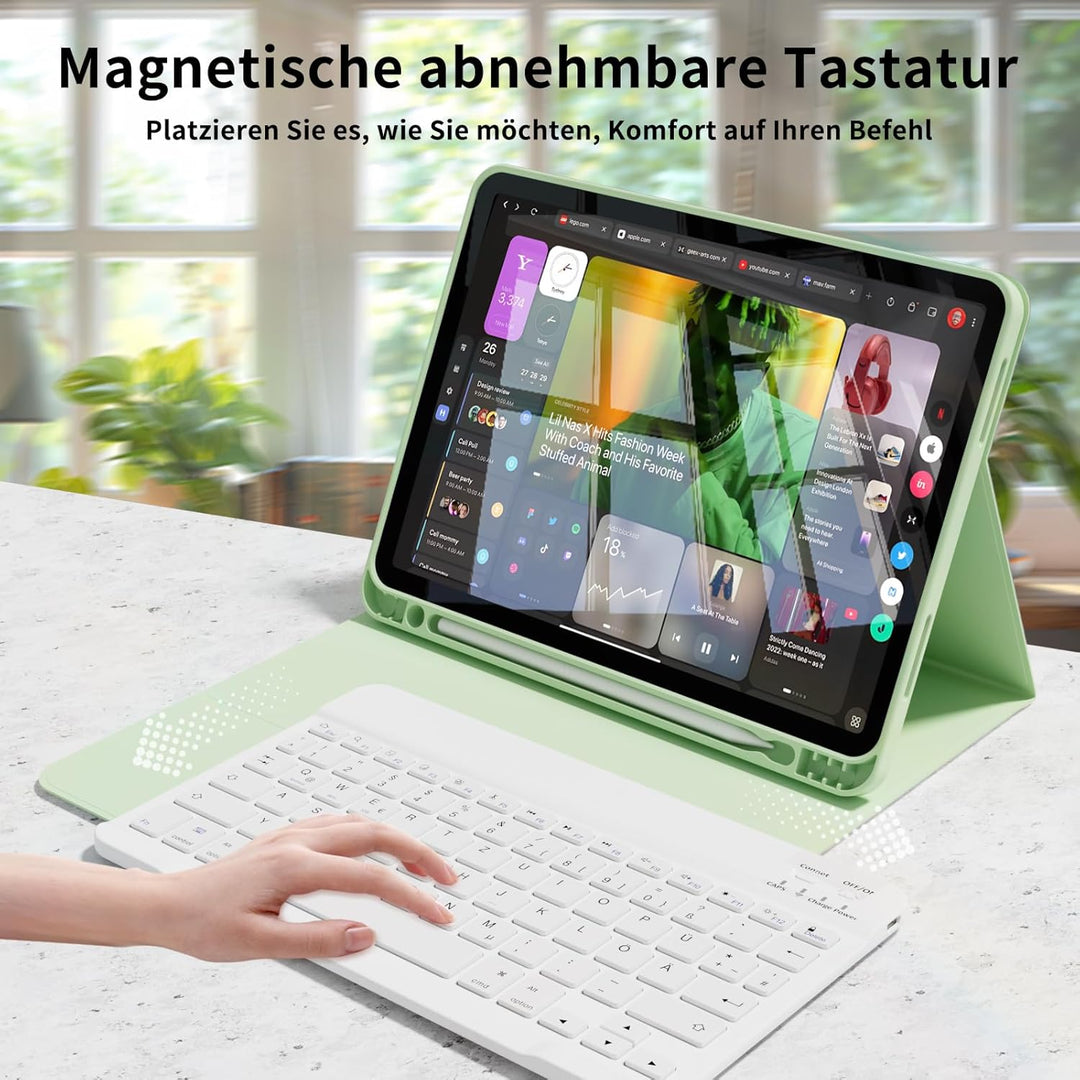 Hülle mit Tastatur für iPad Air 11 Zoll M4/M3/M2 (2026/2025/2024), iPad Air 5 4 2022/2020 10,9 Zoll,