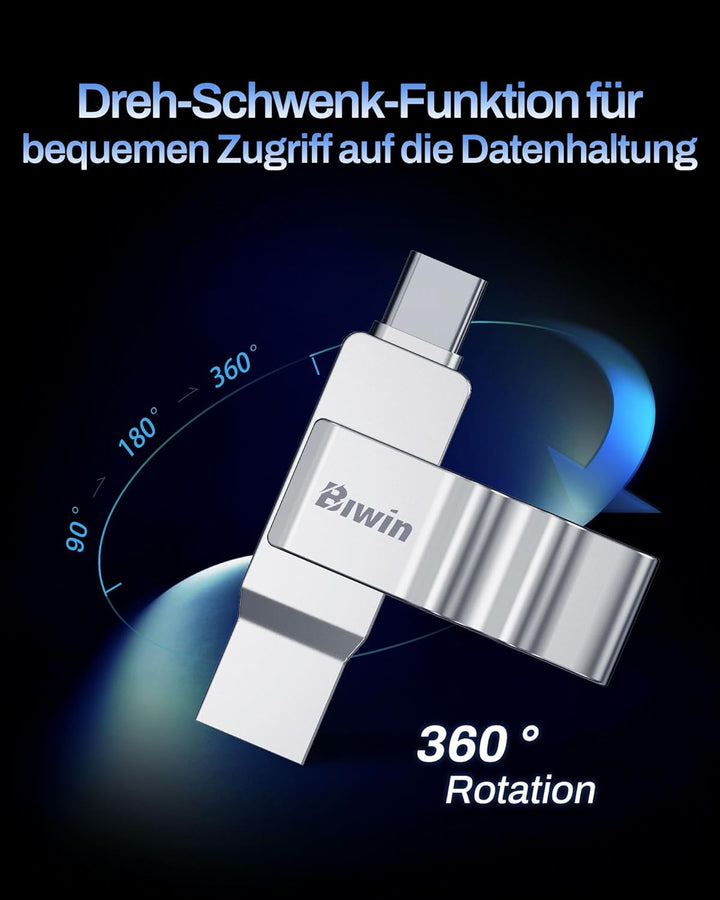 Biwin USB-Stick UD150 128GB USB 3.2 Gen1, bis zu 150 MB/s, mit Dual-Anschluss (Typ-A & Typ-C) für PC