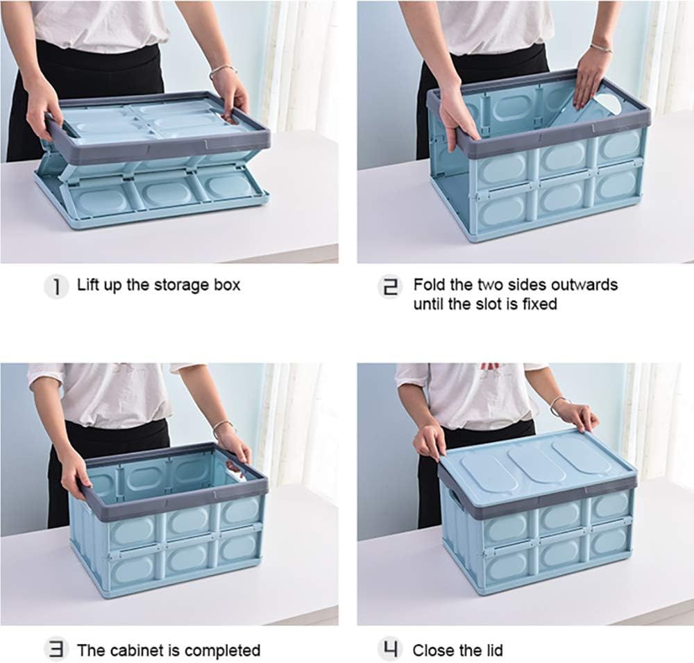 2 Stück Aufbewahrungsboxen mit Deckel Kisten Kunststoff Klappbox Stapelbar Transportbox Faltbare Con