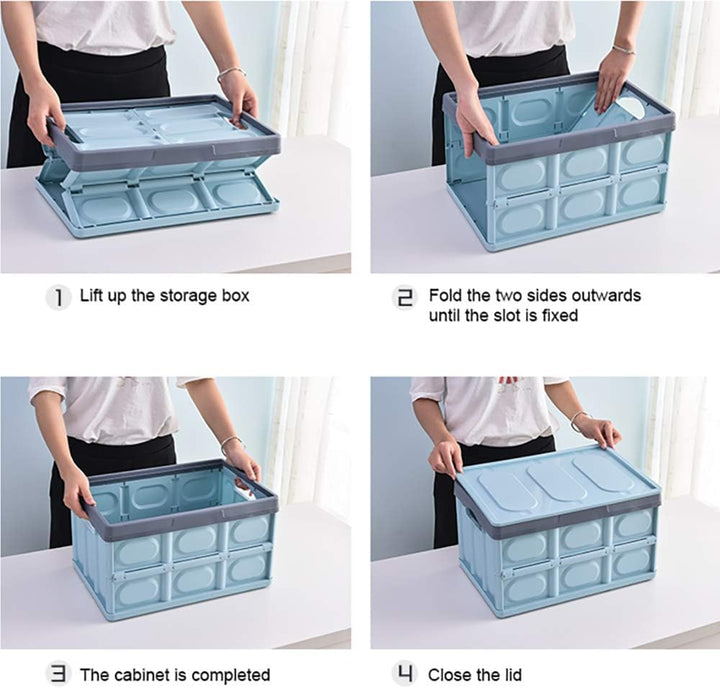 2 Stück Aufbewahrungsboxen mit Deckel Kisten Kunststoff Klappbox Stapelbar Transportbox Faltbare Con