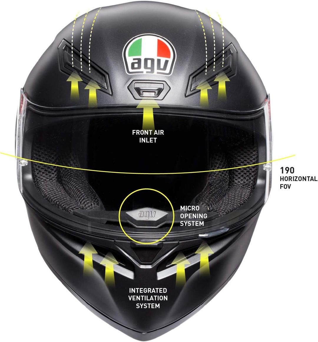 AGV K1 E2205 Helm, massiv, matt schwarz, Grösse MS Matt Schwarz MS, Matt Schwarz MS