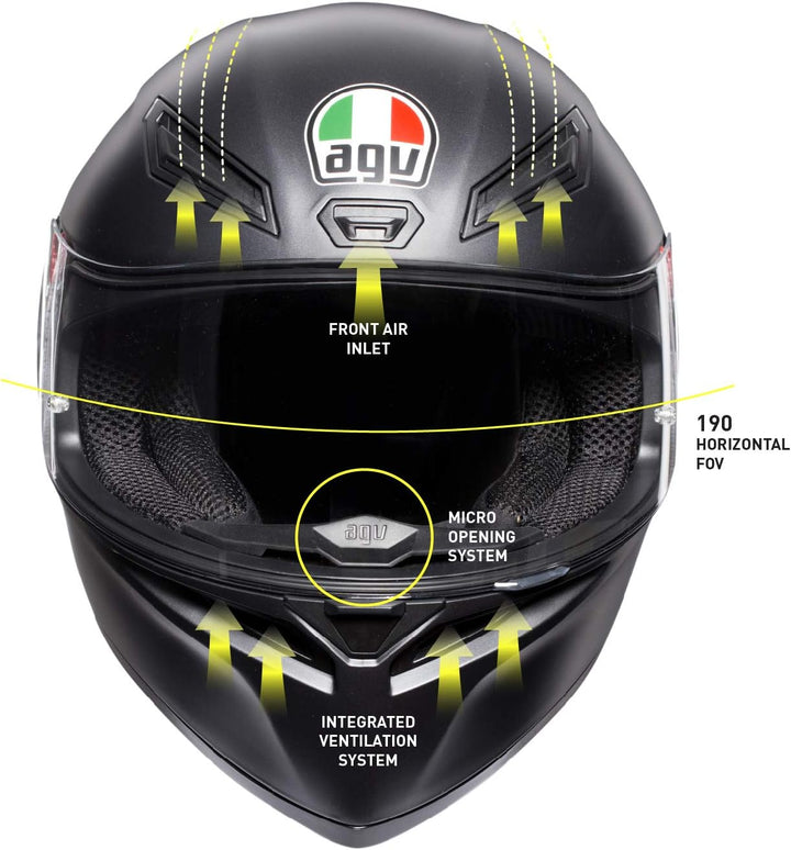 AGV K1 E2205 Helm, massiv, matt schwarz, Grösse MS Matt Schwarz MS, Matt Schwarz MS
