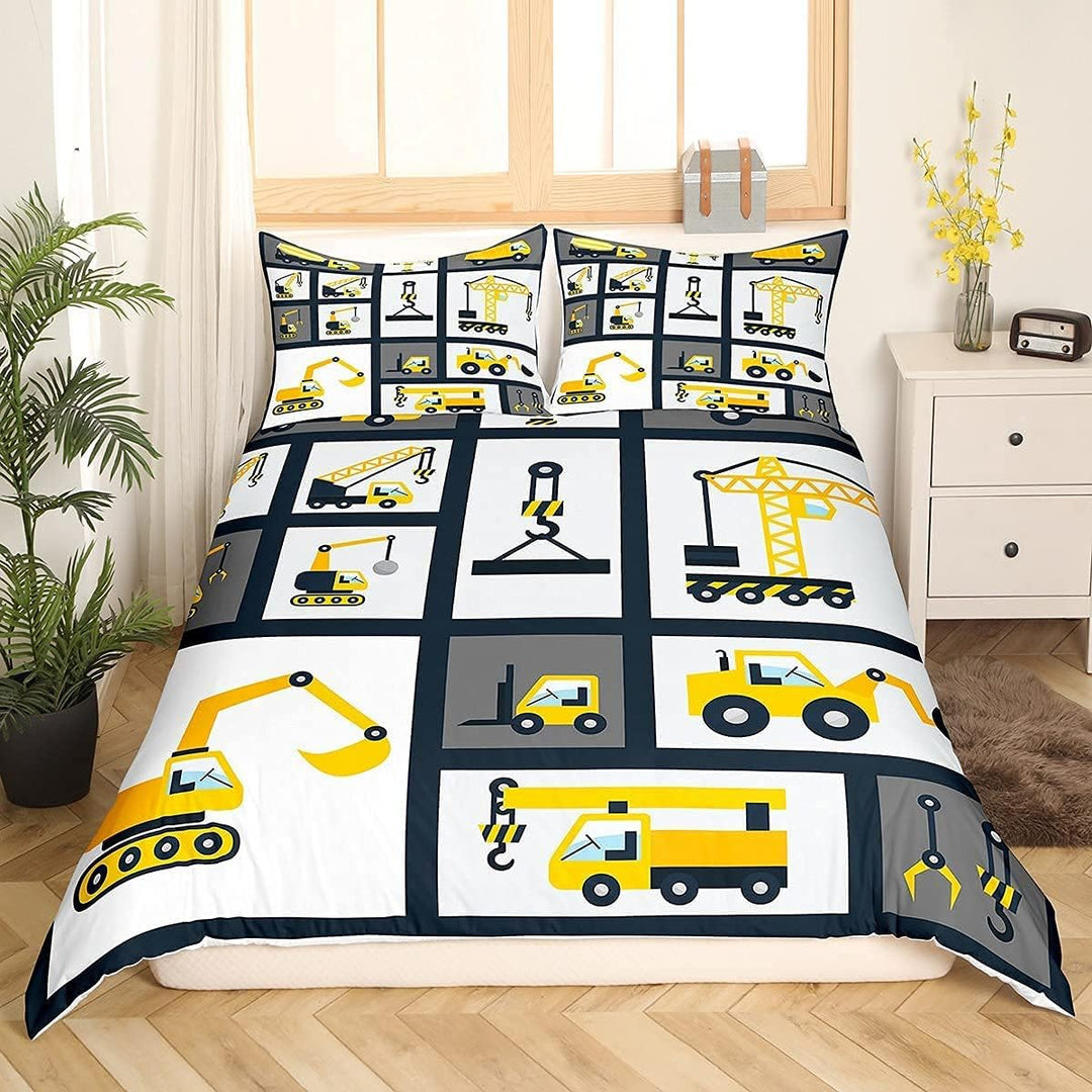 Jungen Konstruktion Bettw?sche Set 135x200cm Kinder Karikatur Maschinen-LKW Bettbezug Set für M?dche