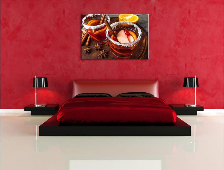 eine winterliche Bowle, Format: 100x70 auf Leinwand, XXL riesige Bilder fertig gerahmt mit Keilrahme