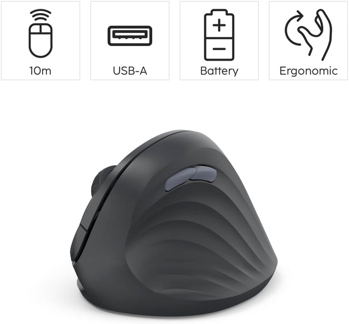 Hama vertikale Maus, kabellos (optische Maus ohne Klickgeräusch, 7 Tasten, ergonomische Funkmaus für
