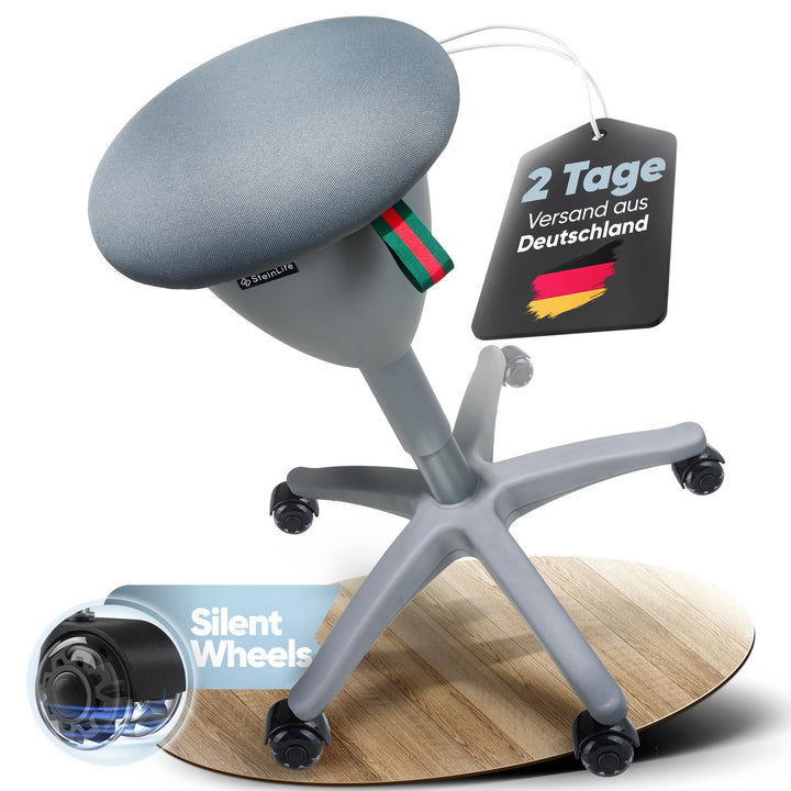 Bürohocker Ergonomisch [TESTSIEGER] Rollhocker Sitzhocker Höhenverstellbar [48-68cm] Ergonomischer H