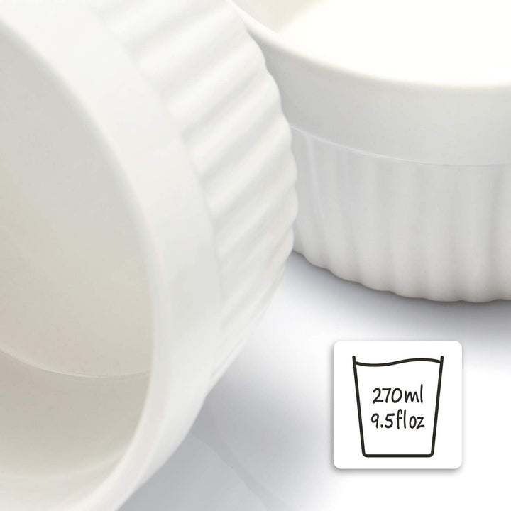 COM-FOUR® 6x Soufflé Förmchen Ø 11 cm - je 270 ml - Creme Brulee Schälchen aus Keramik - Ofenfeste F