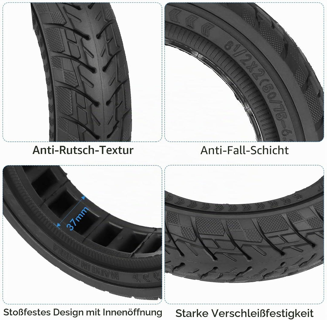 HPGAAVD 8,5 Zoll E Scooter Solid Reifen, 8 1/2 x 2 Vollgummireifen e scooter für Xiaomi M365 Pro2/Pr