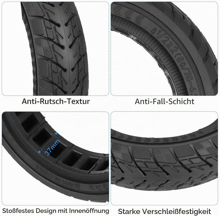 HPGAAVD 8,5 Zoll E Scooter Solid Reifen, 8 1/2 x 2 Vollgummireifen e scooter für Xiaomi M365 Pro2/Pr