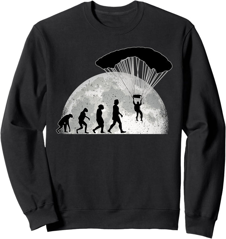 Fallschirmspringer Evolution Mond Fallmschirm Skydive Sweatshirt