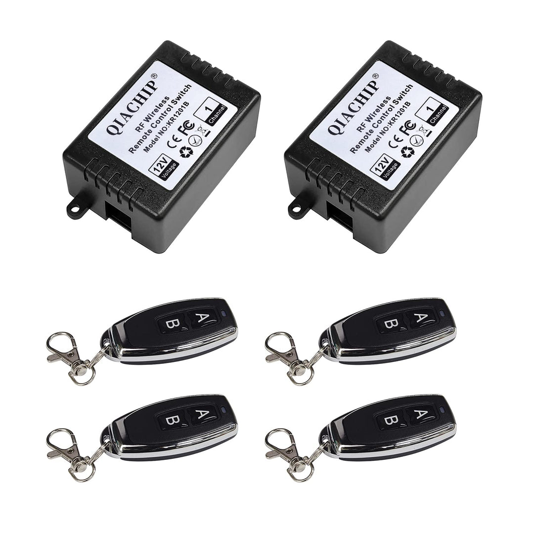 QIACHIP DC 12V Funkschalter mit Fernbedienung 433 MHz Funk Relais 1 Kanal Momentary Switch, Sender E