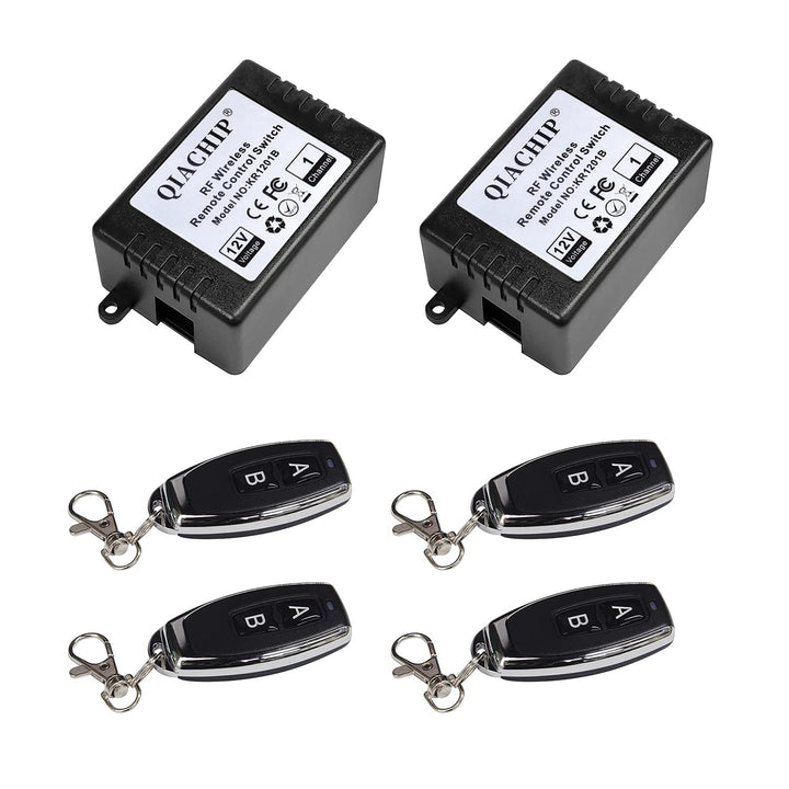 QIACHIP DC 12V Funkschalter mit Fernbedienung 433 MHz Funk Relais 1 Kanal Momentary Switch, Sender E