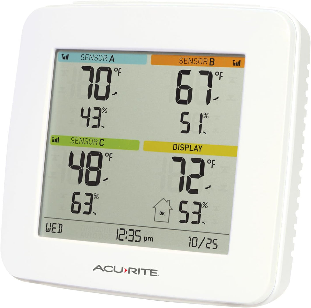 AcuRite 01094M Temperatur- und Feuchtigkeits-Station mit 3 Sensoren für den Innen- und Aussenbereich