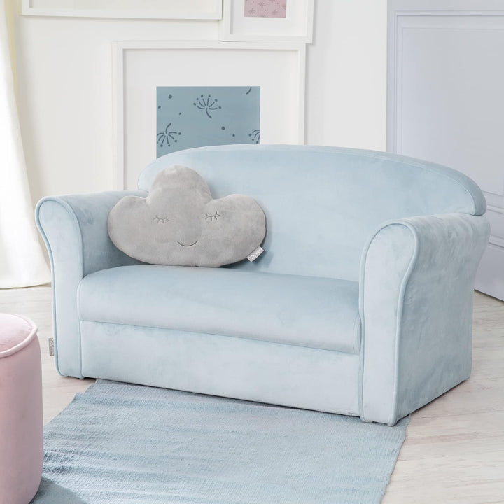 roba Kindersofa Lil Sofa mit Armlehnen für Mädchen und Jungen - Bequeme Kindercouch - Samtstoff hell