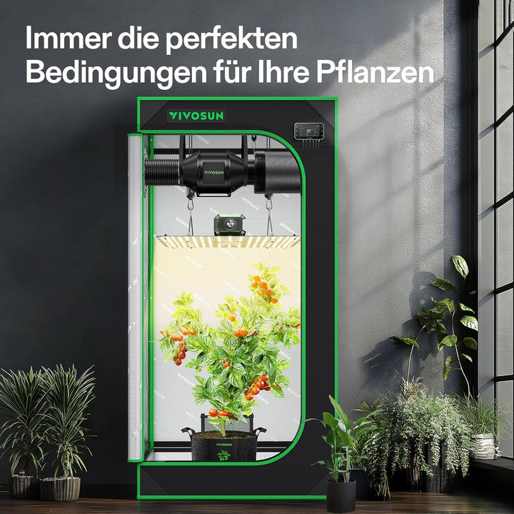 VIVOSUN GIY Growzelt Komplettset 60x60x120cm 100W Vollspektrum Grow Lampe mit Automatischer Ventilat