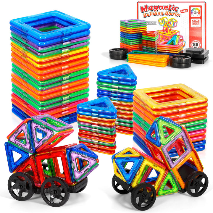 88Pcs Magnetische Bausteine Spielzeug, Magnetisches Bauspielzeug, Puzzle Baustein Spielzeug, Magneti