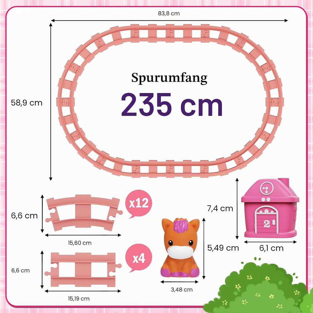 Eisenbahn-Set in Rosa für Kleinkinder – Lernspielzeug ab 1 Jahr (ideal für 1-3 Jährige Mädchen), Sch