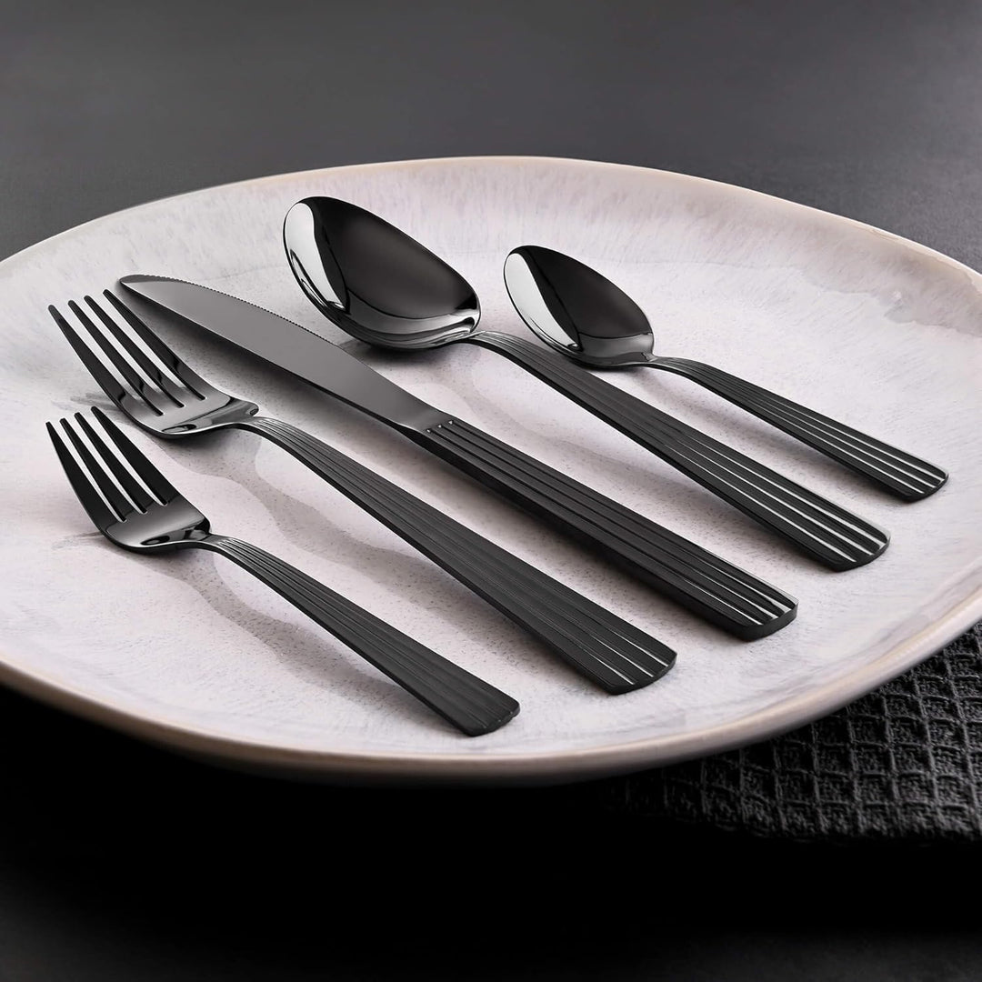 GRÄWE Besteckset für 4 Personen, 20-teilig, aus Edelstahl, Schwarzes Tafelbesteck, Spülmaschinengeei