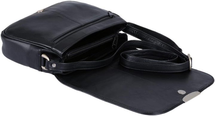 LOUANA Damenhandtasche Echt-Leder, 28x22x8cm Schwarz, Schwarz